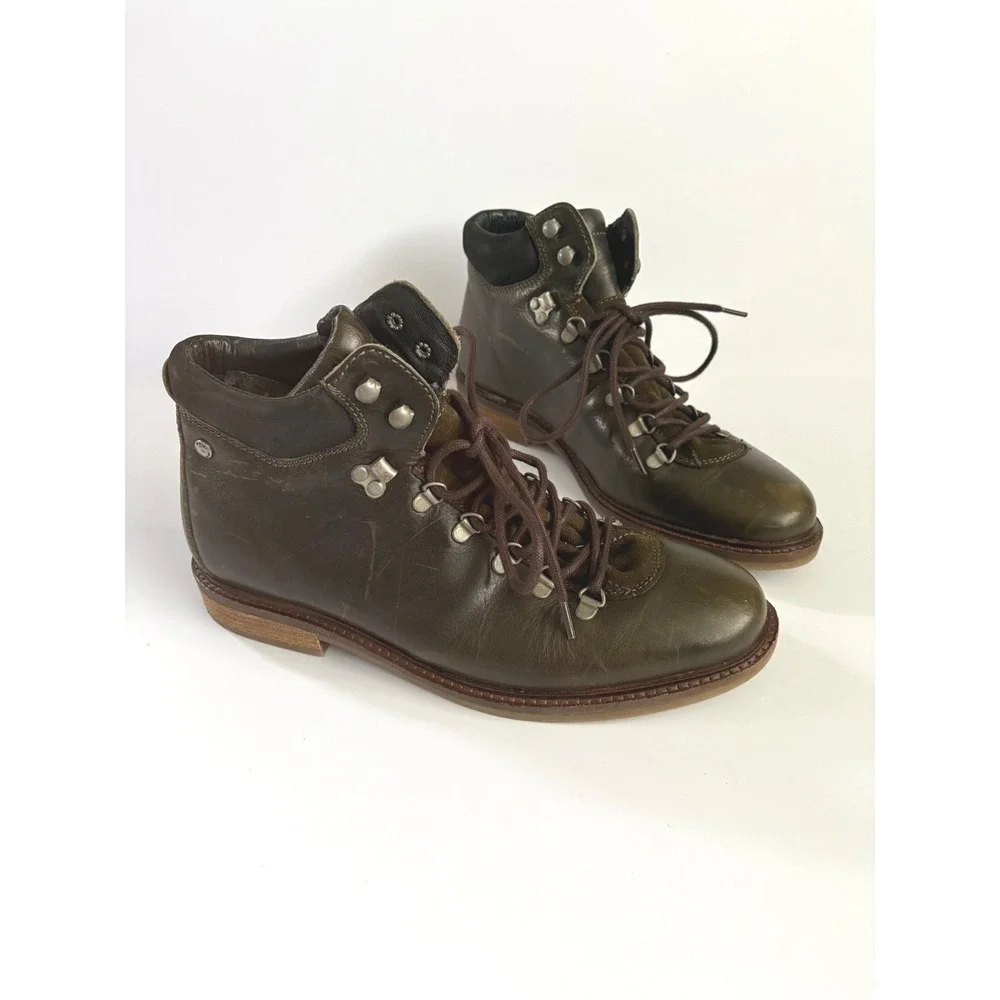 Pajar Canada Mens Waterproof Leather Hiking Boots Olive Green EU 43 US 10-10.5